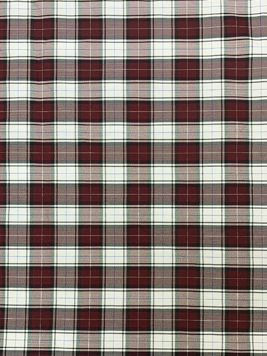 Коттон сорочка, принт клетка белый/бордо NBD022