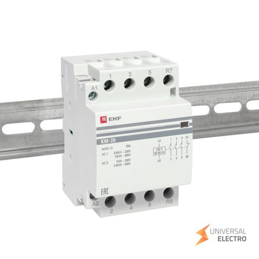 Контактор модульный КМ 20А 3NО+NC (3 мод,) EKF PROxima