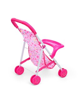 Коляска кукольная, складная, розовая, с принтом (CS6819B)