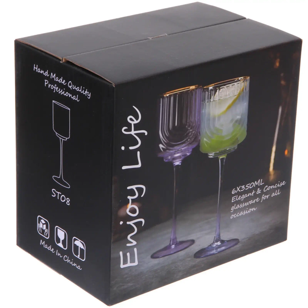 Бокал для вина 330мл «Enjoy Life» в наборе 6шт, цвет голубой