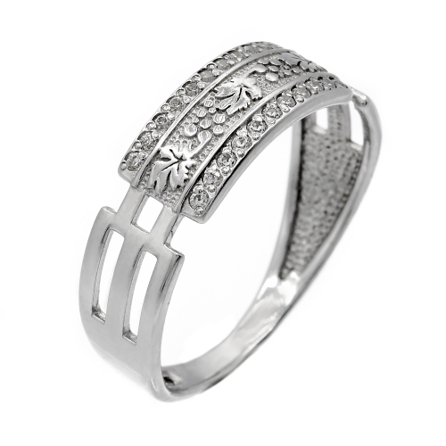 Кольцо из серебра/Родий/С камнями