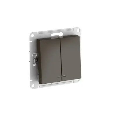 ATLASDESIGN 2-клавишный ВЫКЛЮЧАТЕЛЬ с подсветкой, сх.5а, 10АХ, мех., быстрозажим. клем., МОККО