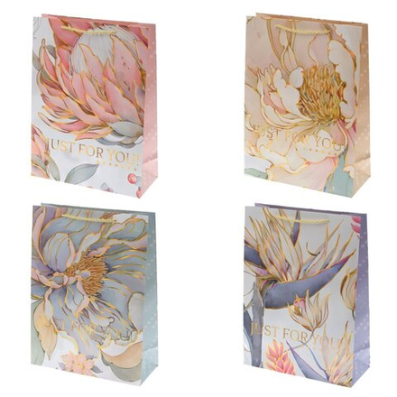 GAEM Пакет подарочный L (бумага 210г/м2, блок 12шт), L30 W12 H40 см, 4в.