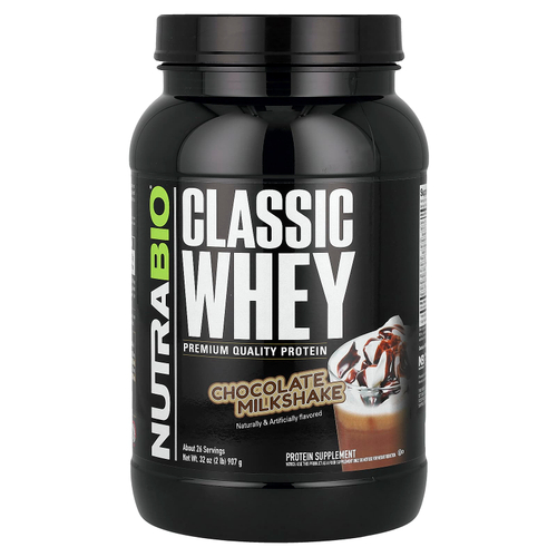 NutraBio, Classic Whey Protein, шоколадный молочный коктейль, 907 г (2 фунта)