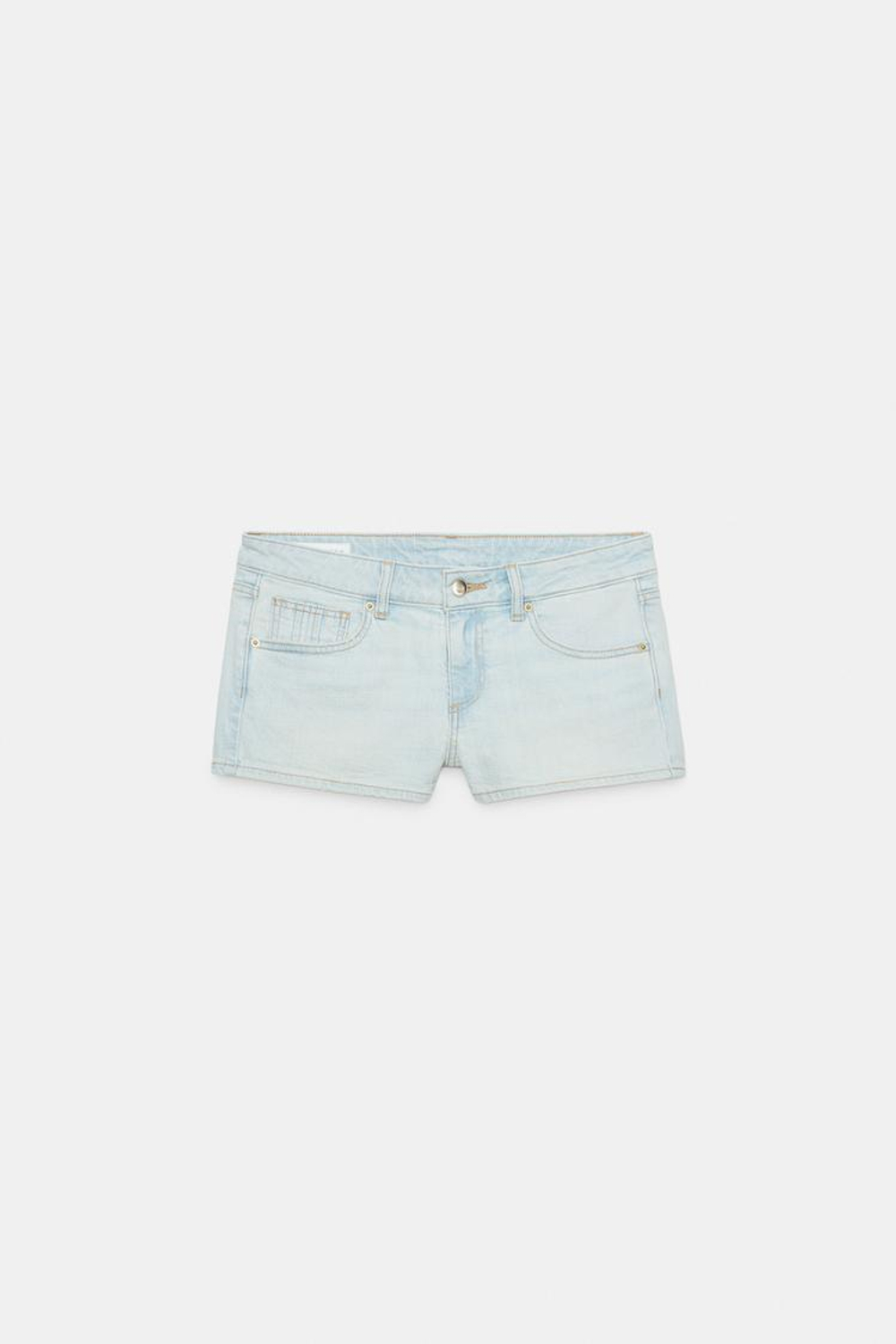 ZARA МИНИ-ШОРТЫ TRF С НИЗКОЙ ПОСАДКОЙ, ГОЛУБОЙ
