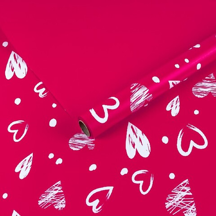 Пленка матовая "Сердечное желание" Розовый щербет 57см*10м