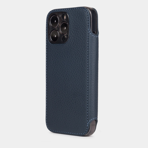 Чехол для iPhone 13 Pro Max из кожи теленка, синего цвета