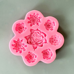 Молд силиконовый для флористики "Семицветик. Маленькие розочки" / Форма для лепки мелких цветочков и бутонов / молд для мыла, воска и полимерной глины