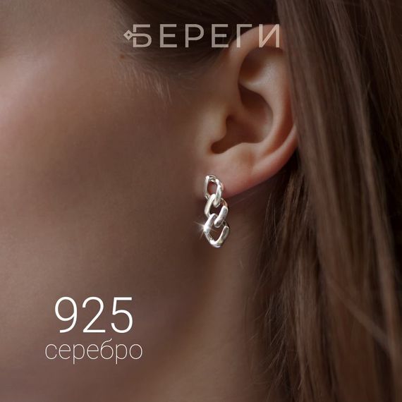 Серьги Звенья из серебра 925 пробы, вид 1