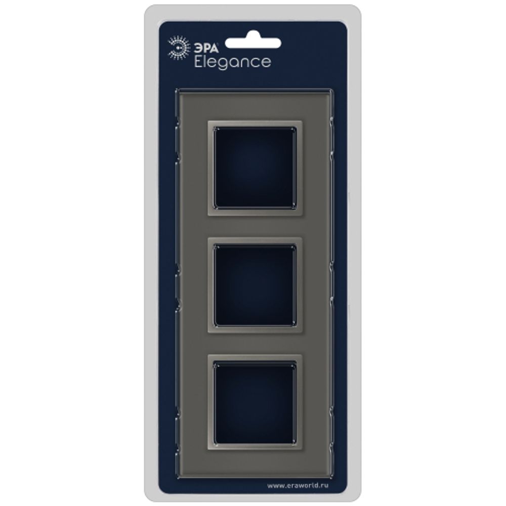 Рамка для розеток и выключателей ЭРА Elegance 14-5103-16 на 3 поста, стекло, титан
