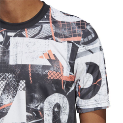 Футболка мужская теннисная Adidas Spring Club Graphic Tee - white/black/corfus