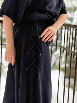 Палаццо со шнуровкой /петля /синий