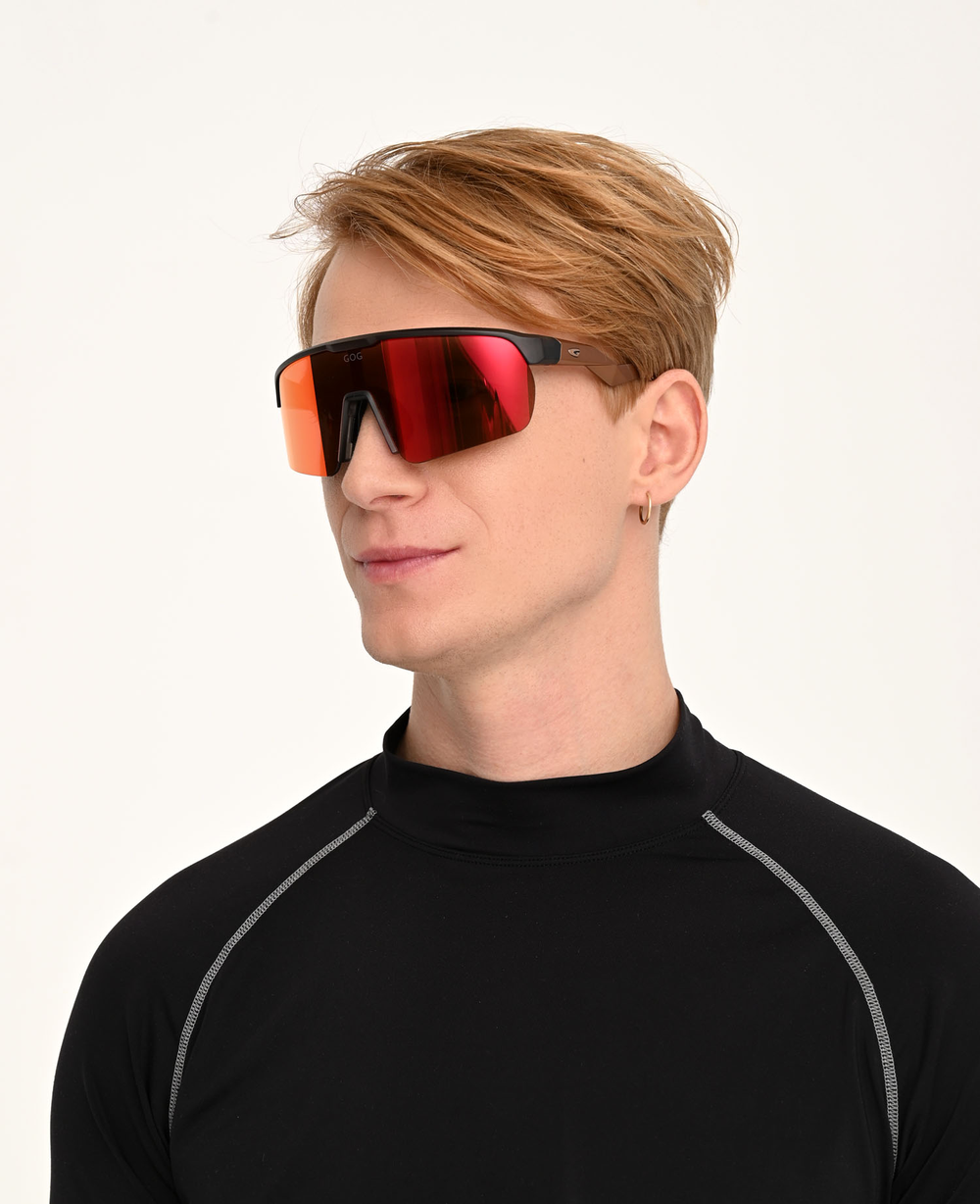 Спортивные очки GOG Hervor / Matt Cristal Black/Copper / Reflex Black-Red