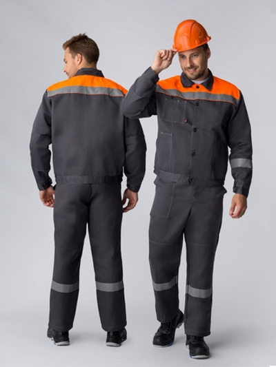 Костюм Лигор-1 СОП У. (тк.Смесовая,210) брюки, т.серый/оранжевый
