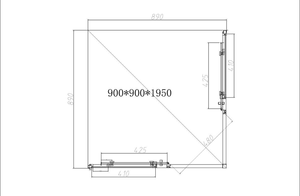 Душевой уголок Slim-N VSS-4SN900CLB, 900*900, черный, стекло прозрачное