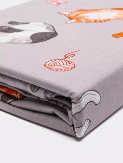 Постельное белье Сказка "Kitties" 1,5-сп Наволочка 50х70 см 1 шт Простынь на резинке 90х200 см Пододеяльник 145х215 см, перкаль