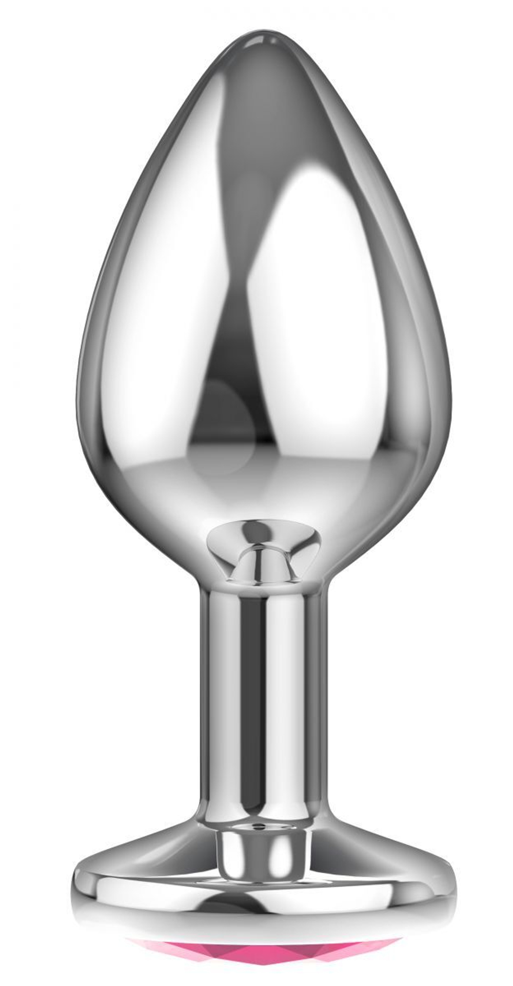 Большая серебристая анальная пробка Sparkle Large с розовым кристаллом - 8 см.