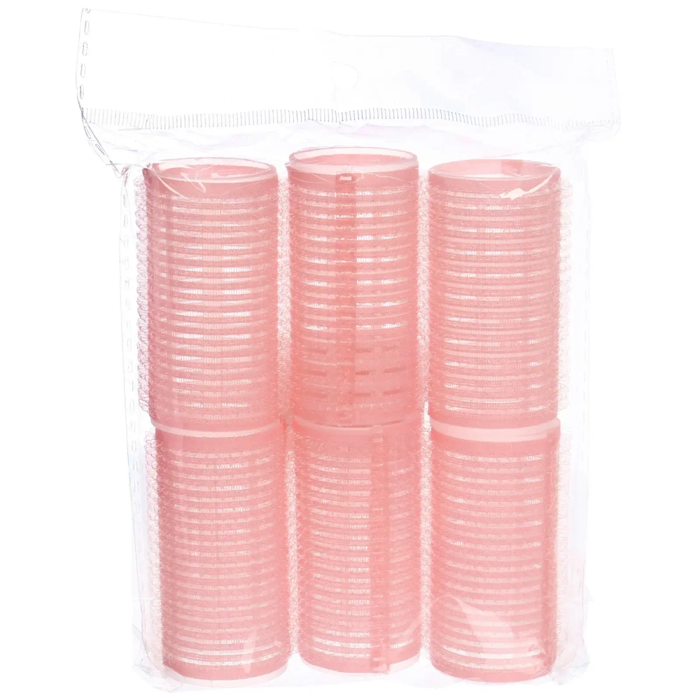 Бигуди липучки, 6шт., однотонные, коралловый, d-3см