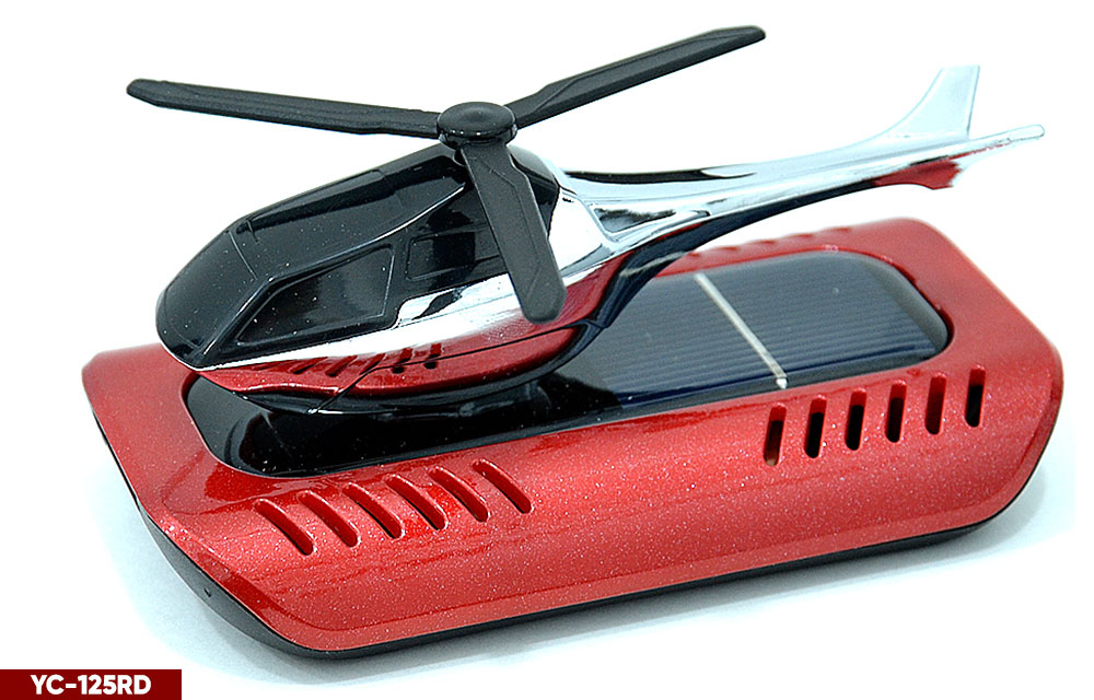 Ароматизатор-игрушка -на торпеду- Вертолет - солн батар (жидк)- YC-125RD красный