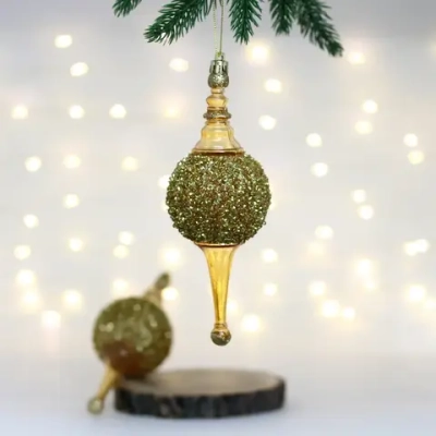 Елочные украшения «Мерцание ночи» 6.5*6.5*19.5 см (набор 2 шт), Золотой