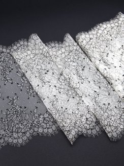 01-11 Кружево шантильи 23 см, айвори/черный