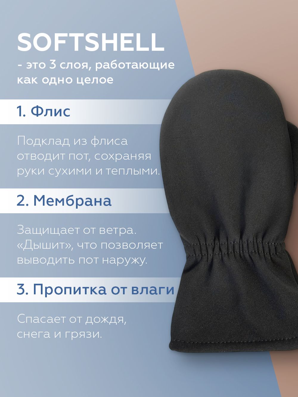 Варежки Softshell (Графит)