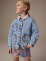 Куртка джинсовая с воротником для девочки Next E25-211, Синий, Розовый