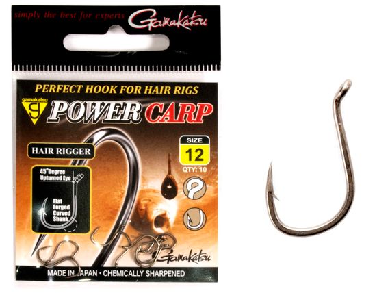 Крючки Gamakatsu POWERCARP HAIR RIGGER EYED HOOK разм. 12 10шт.