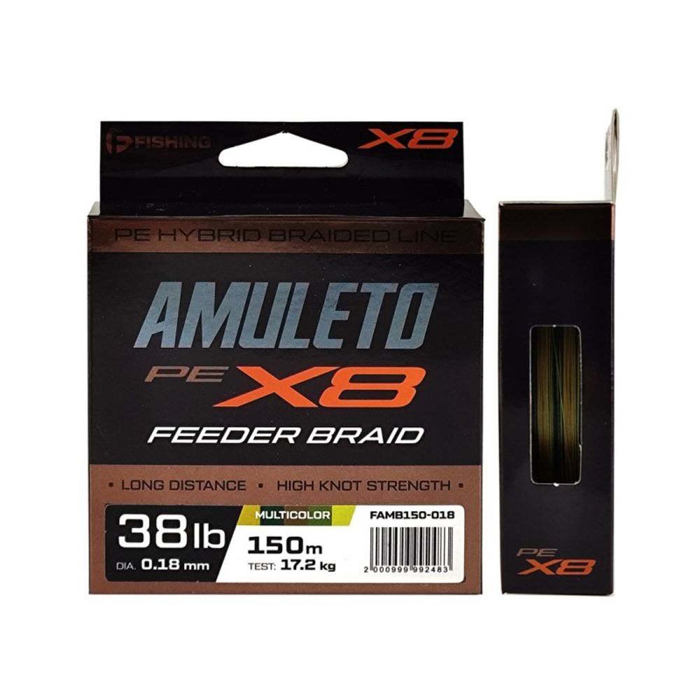 F-FISHING Шнур Amuleto Braid PE X8 Feeder 150м Multicolor 0,18мм 17,2кг/38lb