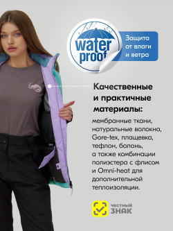 Горнолыжный костюм женский зимний бирюзового цвета 001_1Br