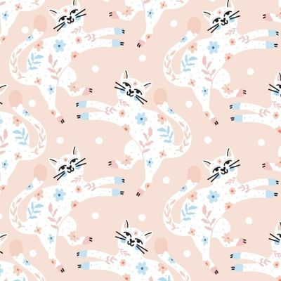 Маскарадные коты. Расписные коты. Котики с цветочным узором. Котята. Цветочные коты.