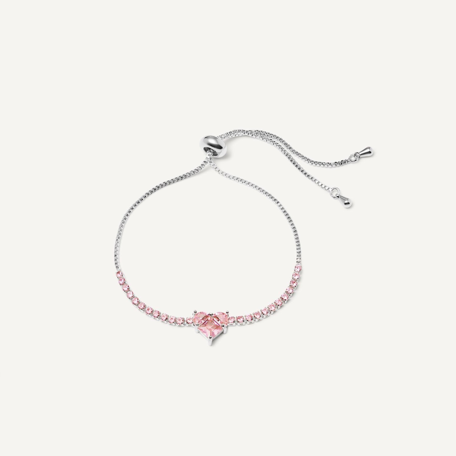 Браслет Mini Broken Frozen Pink Heart Bracelet - Silver