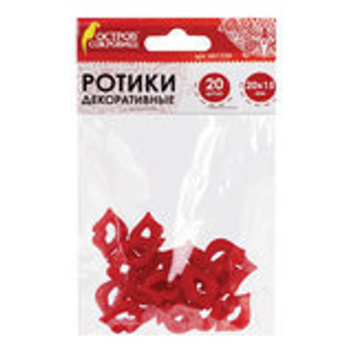 Ротики декоративные для творчества "Губки", 20*15мм, 20шт., КРАСНЫЕ, ОСТРОВ СОКРОВИЩ, 661339