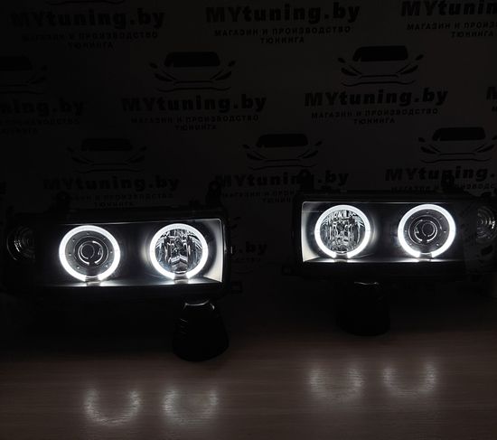 Передние фары Angel Eyes для Toyota Land Cruiser 80 (90-97) Black