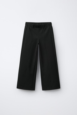 ZARA БРЮКИ WIDE LEG ИЗ ТРИКОТАЖА, ЧЕРНЫЙ