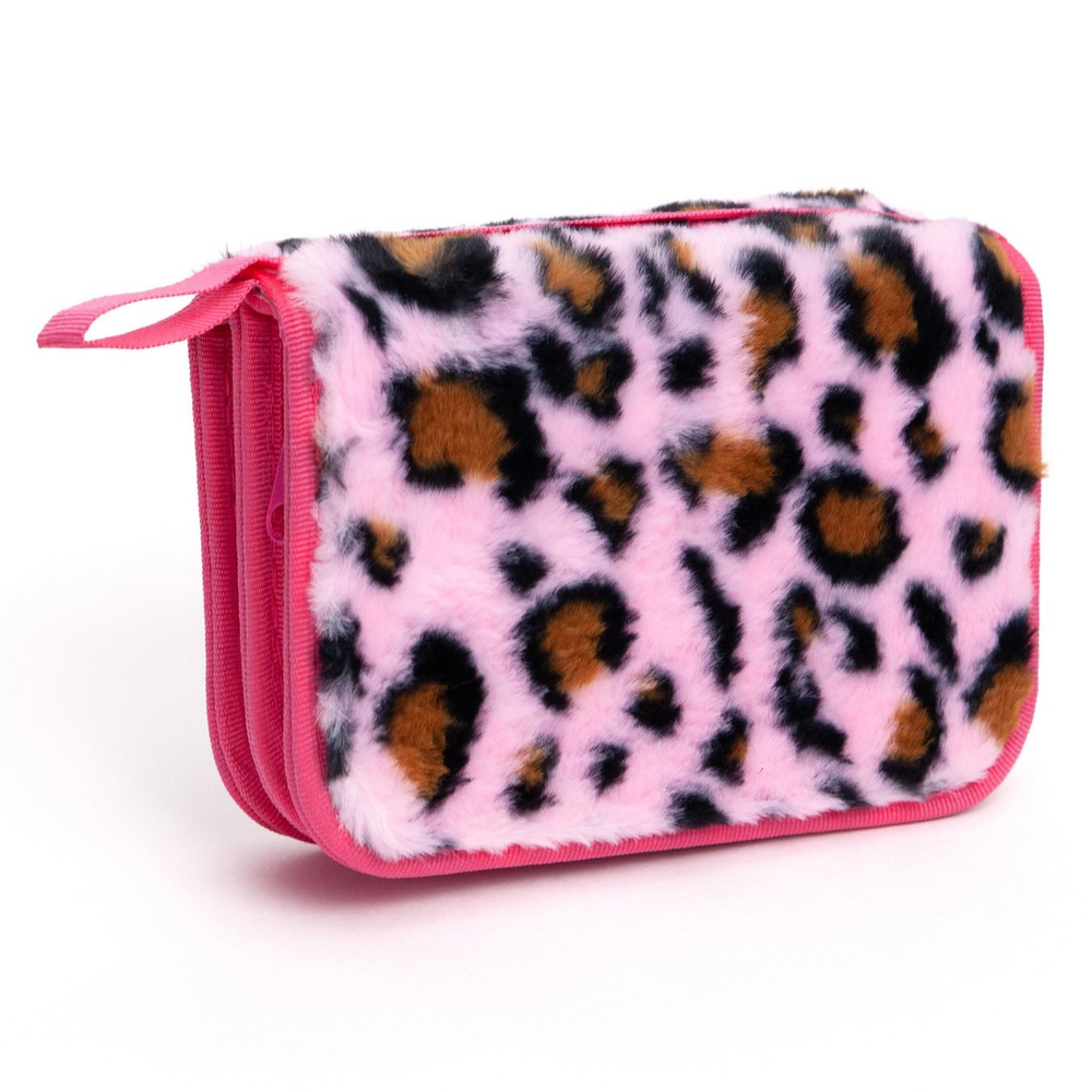 Пенал 2 отделения Alingar, искусственный мех, молния, 115 х 190 мм, "Леопард", леопардовые пятна