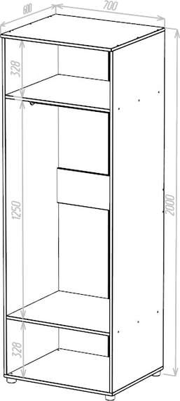 Шкаф для одежды без дверей глубиной 600