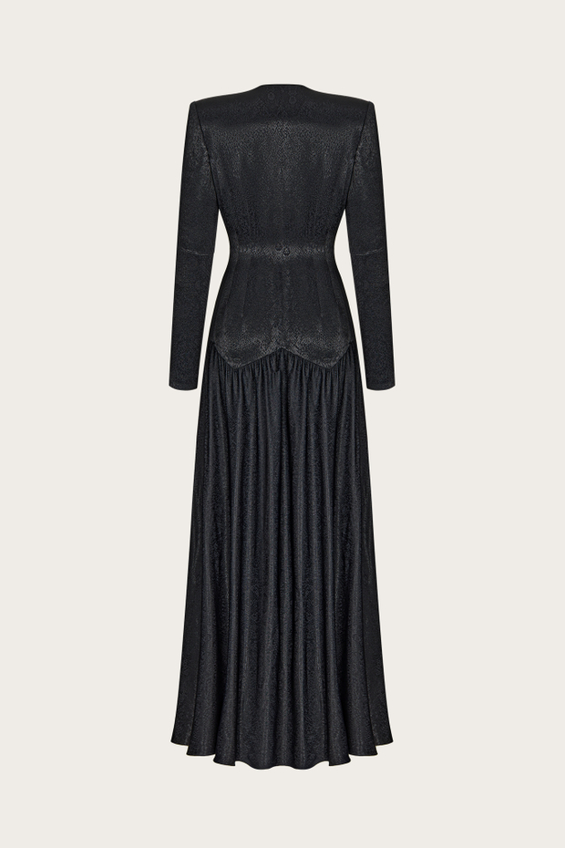Платье из черной жаккардовой вискозы