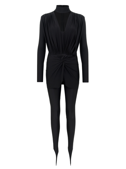 Открытый комбинезон с драпировкой из бифлекса