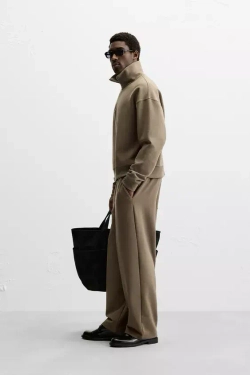 ZARA БРЮКИ-ДЖОГГЕРЫ КОМФОРТНОЙ ПОСАДКИ ИЗ ВЫСОКОТЕХНОЛОГИЧНОЙ ТКАНИ, ТЕМНЫЙ ХАКИ