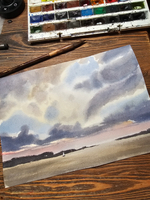 Картина авторская акварельная в паспарту 30х40 см на стену для интерьера "Пейзаж"