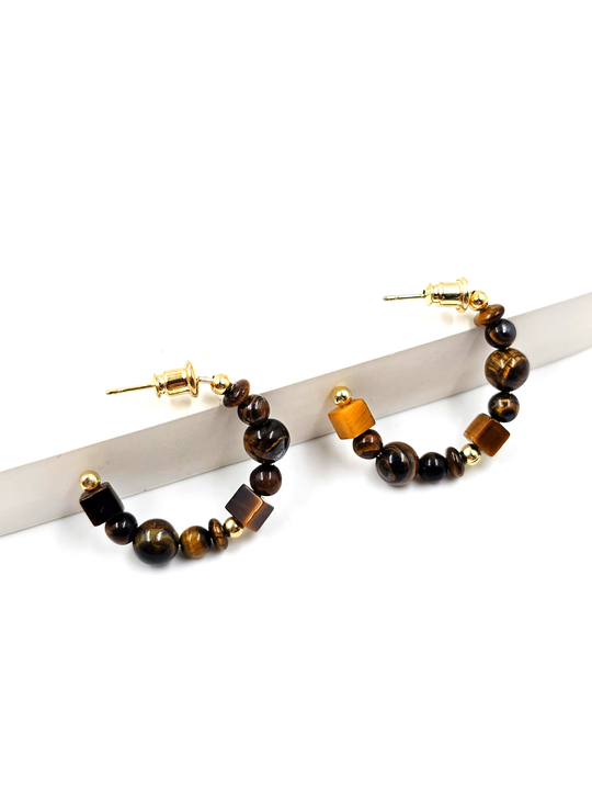 Серьги женские из камня тигровый глаз