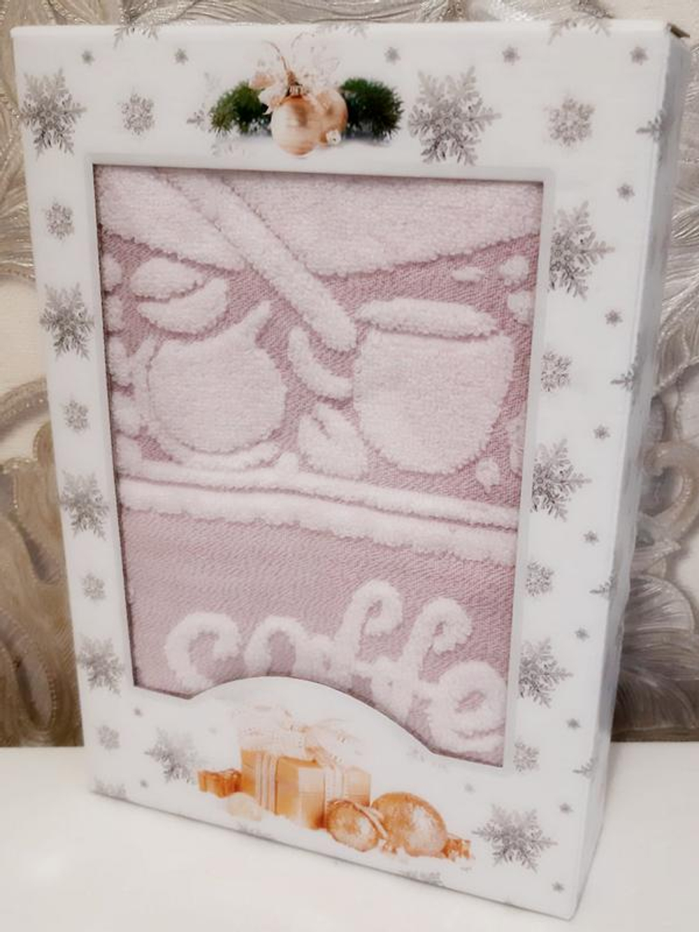 Полотенце кухонное махра-хлопок "НТ. COFFEE" в подарочной упаковке, 100% хлопок, Китай.