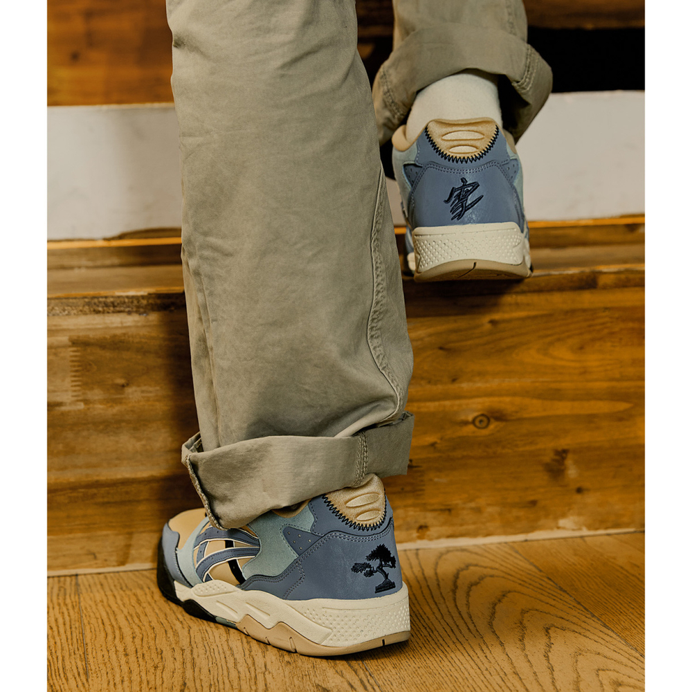 Asics Гель Fuse Текстиль Синтетическая Кожа Низкий Верх Повседневная Обувь Унисекс Хаки Синий