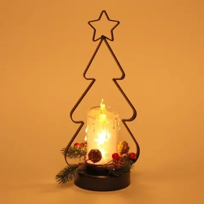 Сувенир с подсветкой «Ёлочка со свечой» 15*32 см, чёрный