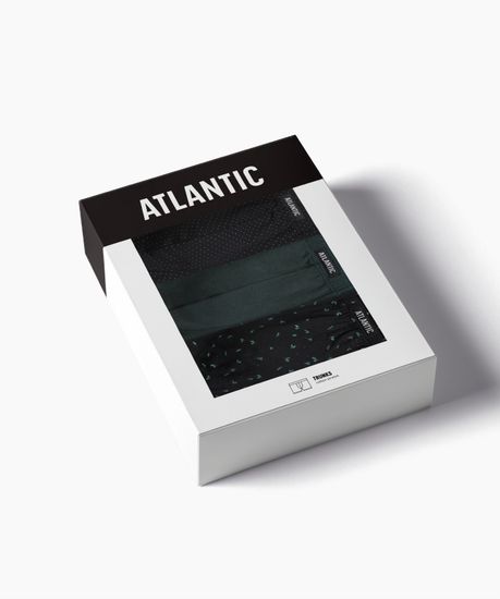 Трусы мужские боксеры (3шт), Atlantic 3MH-196, хлопок, черный + изумрудный