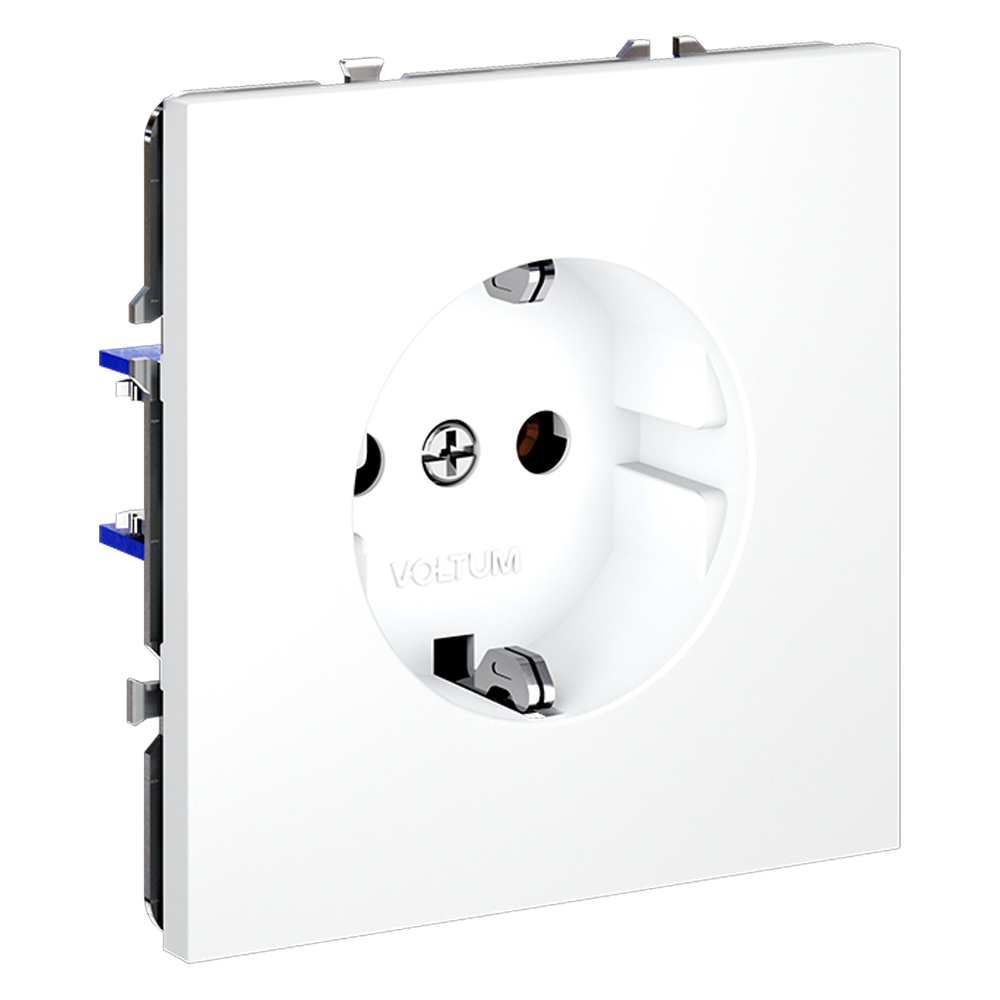 Розетка встраиваемая VOLTUM S70 с заземлением 16А, (белый матовый)