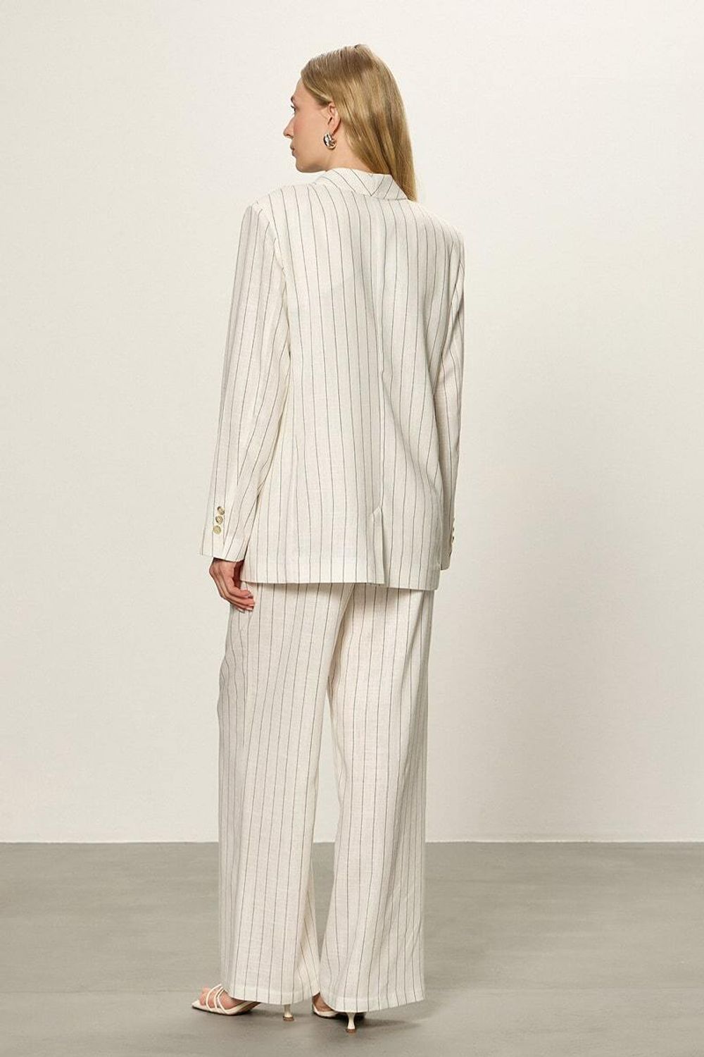 Жакет лен белый в полоску