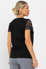 Блуза с кружевом Инь-Янь (черная) Б14257-18М LT Collection