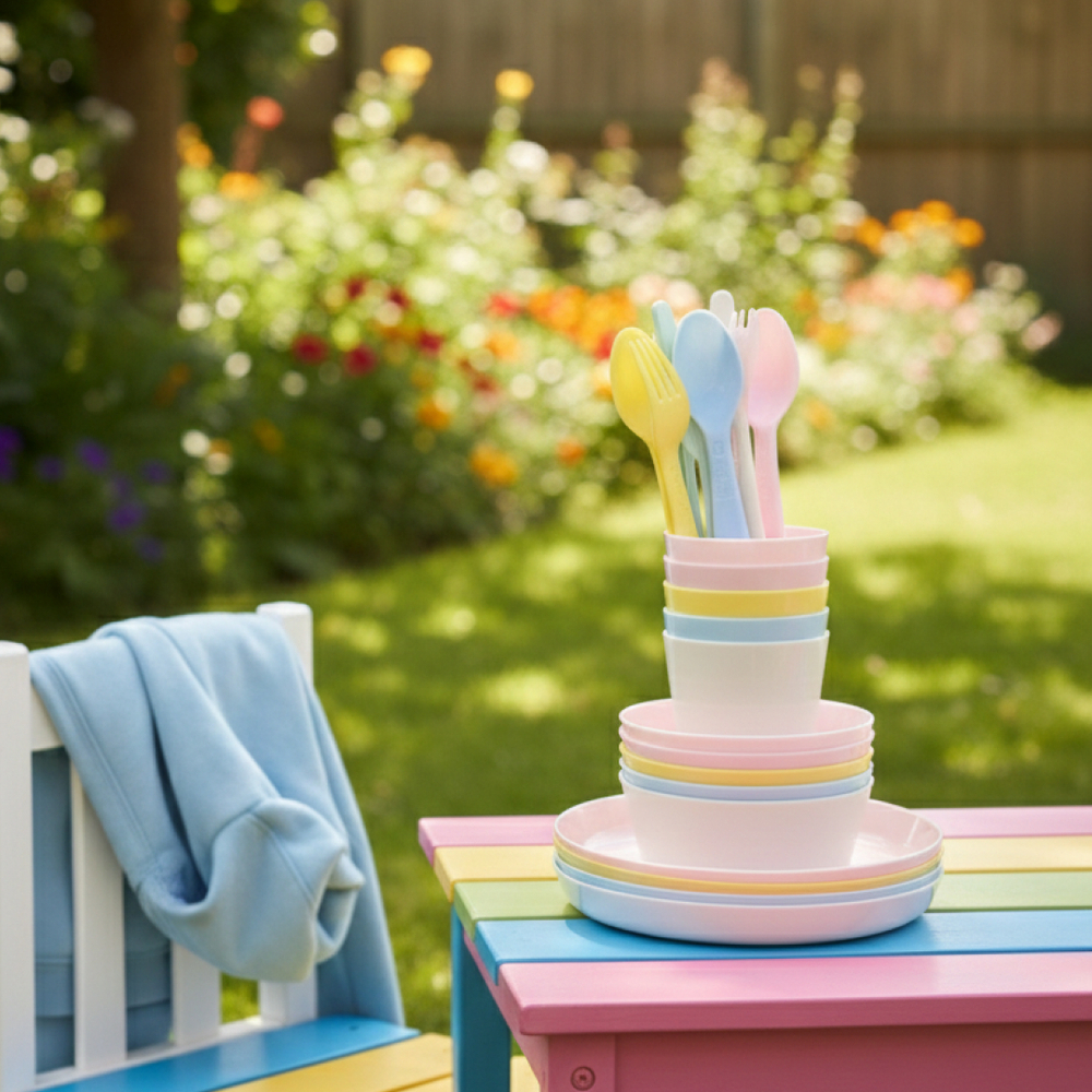 Набор детский №1 (Набор стаканов+набор мисок+набор тарелок+набор столовых приборов)